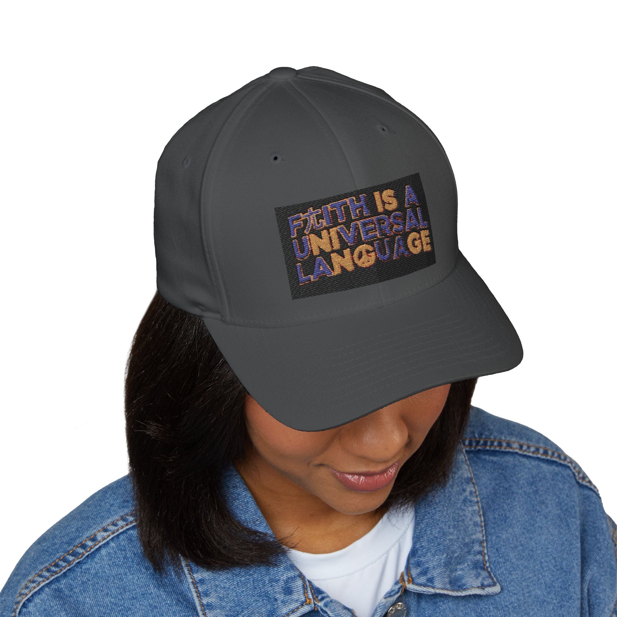 Embroidered 'Faith Is A Universal Language' Closed-Back Cap