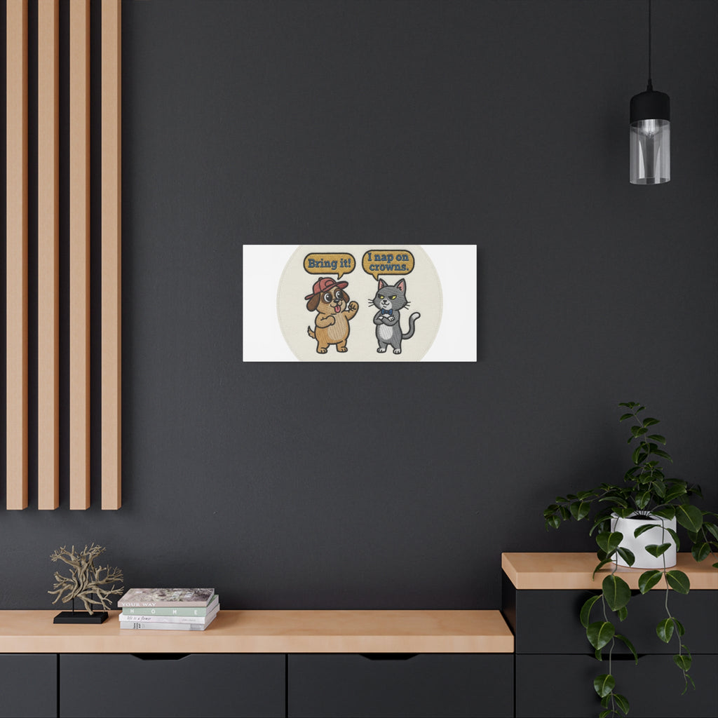 Funny Cat vs Dog Canvas | Pet Rivalry Wall Art