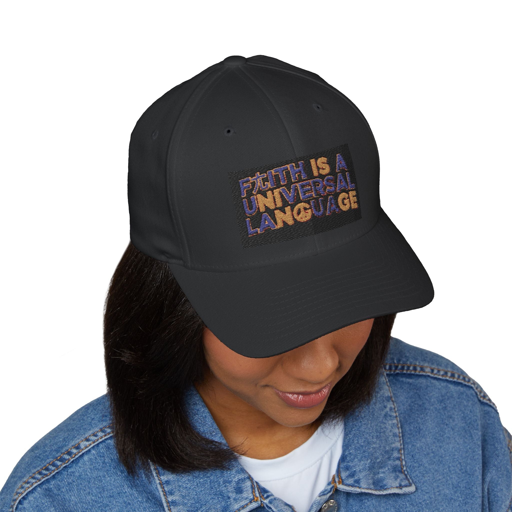 Embroidered 'Faith Is A Universal Language' Closed-Back Cap