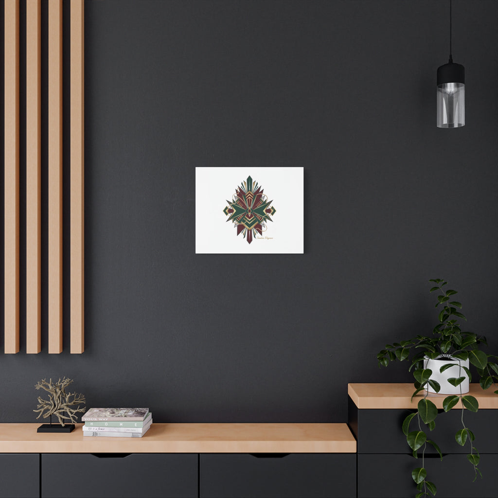Art Deco geometric brass print Canvas | Neo-Deco chrome & gold fan motif
