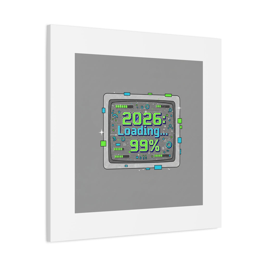 2026 Loading 99% Canvas | NYE countdown, retro system interface