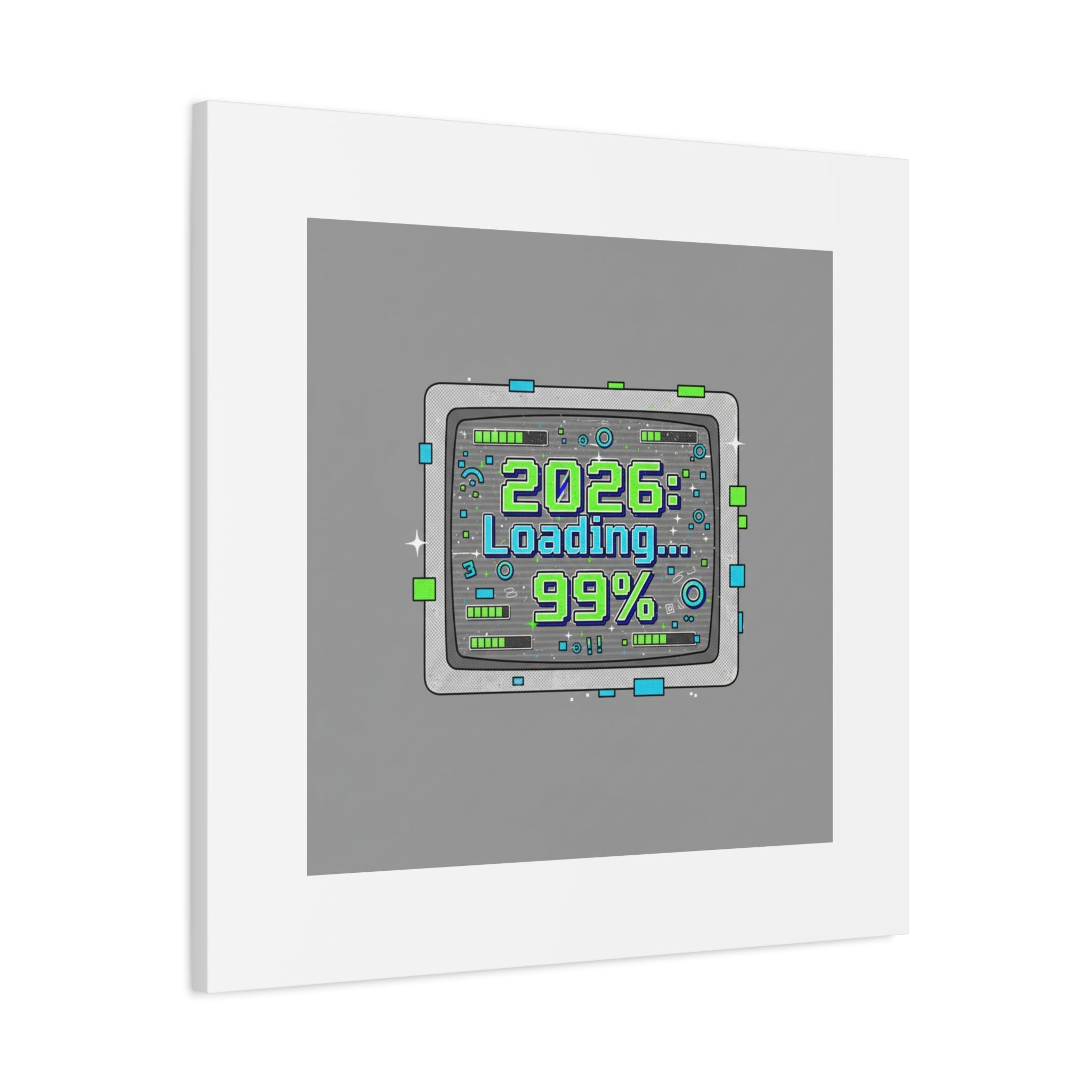 2026 Loading 99% Canvas | NYE countdown, retro system interface