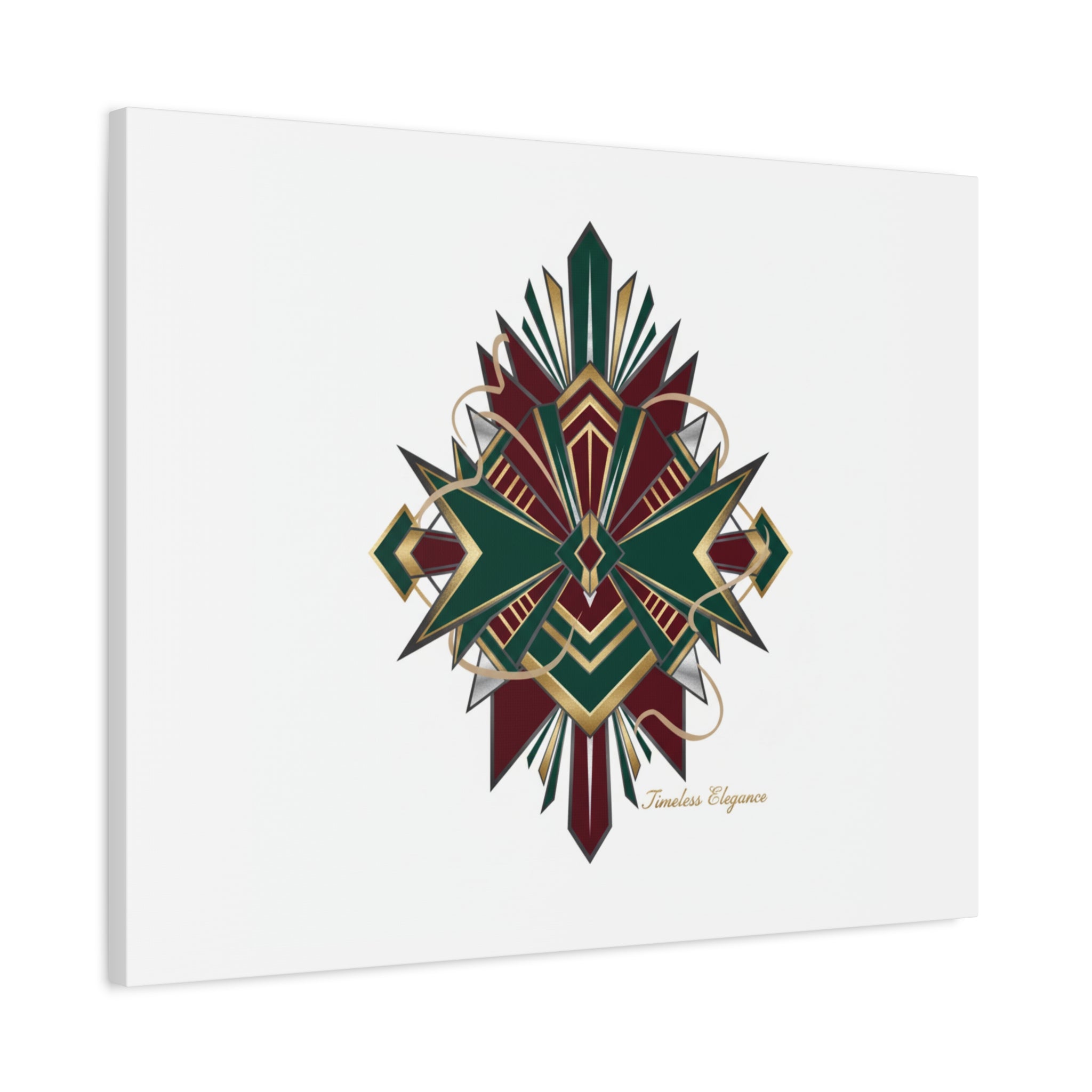 Art Deco geometric brass print Canvas | Neo-Deco chrome & gold fan motif