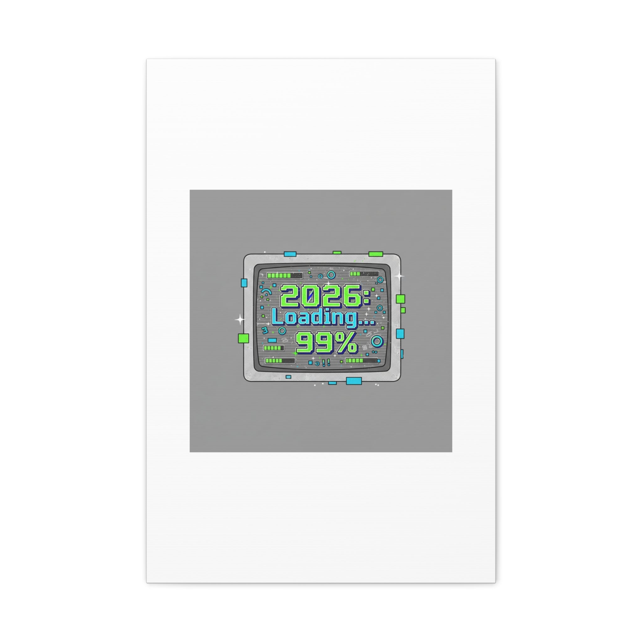 2026 Loading 99% Canvas | NYE countdown, retro system interface