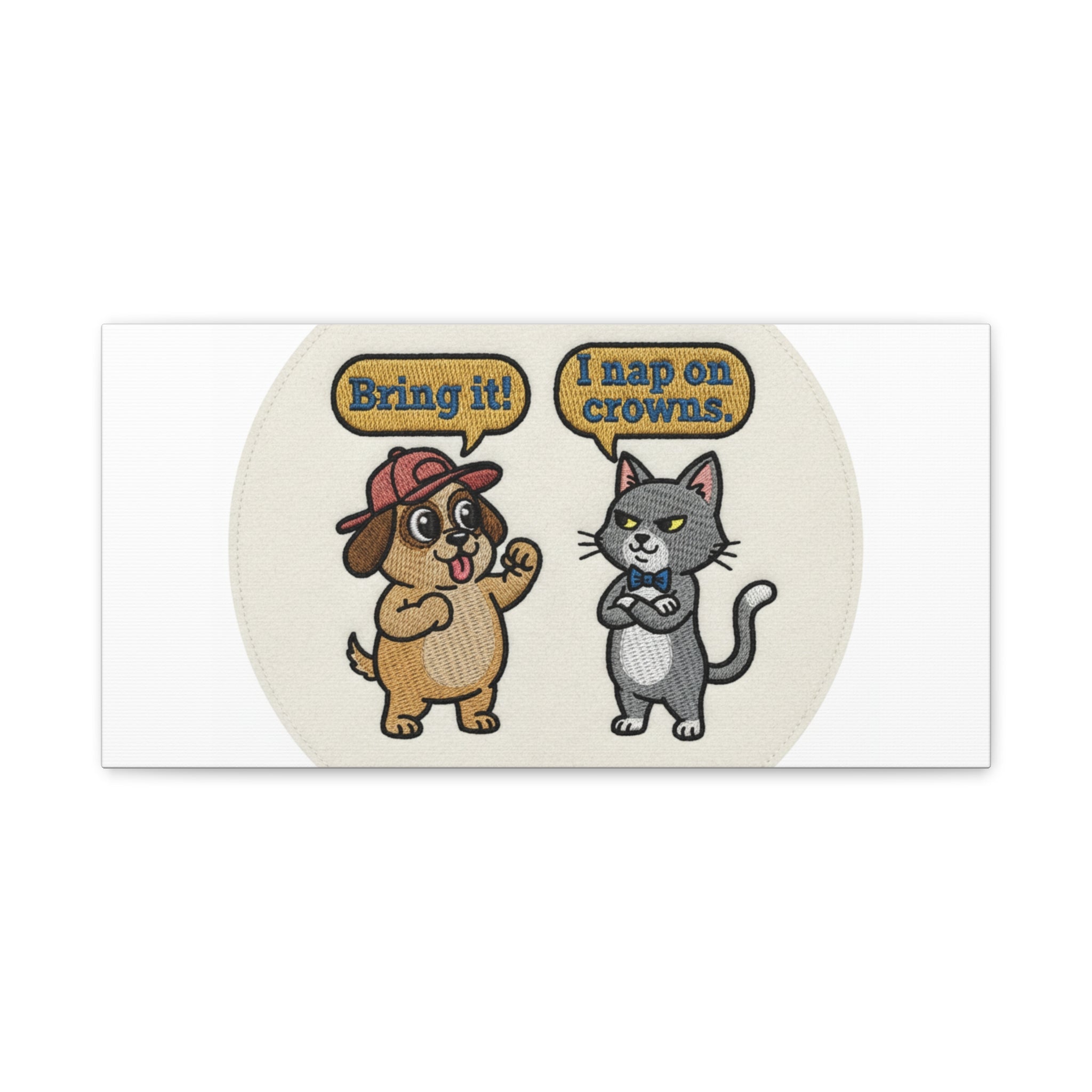 Funny Cat vs Dog Canvas | Pet Rivalry Wall Art