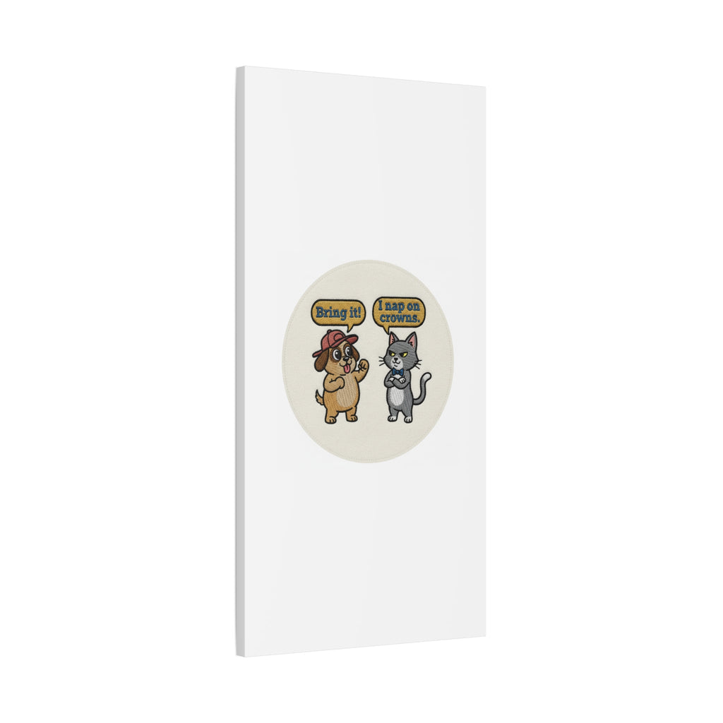 Funny Cat vs Dog Canvas | Pet Rivalry Wall Art