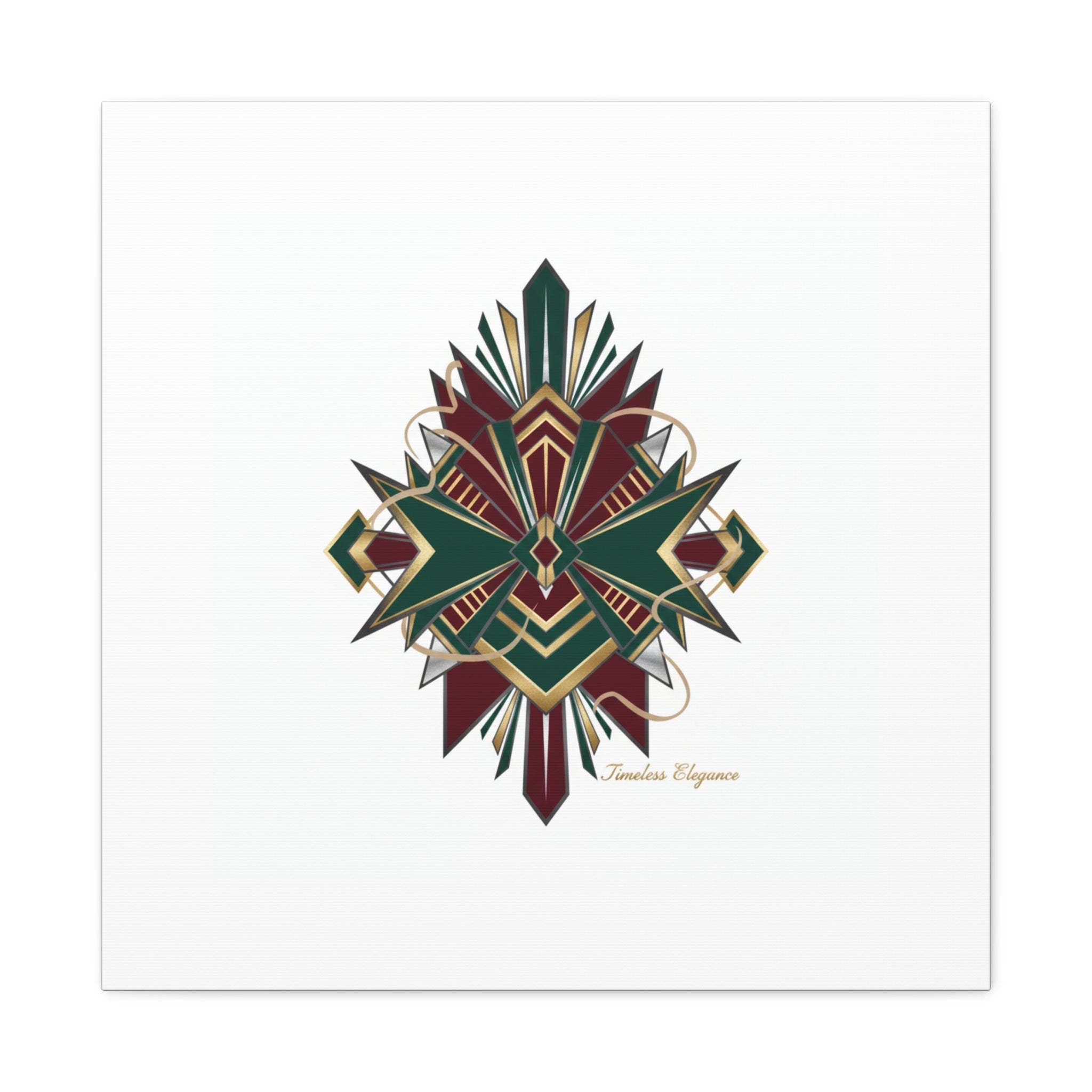 Art Deco geometric brass print Canvas | Neo-Deco chrome & gold fan motif