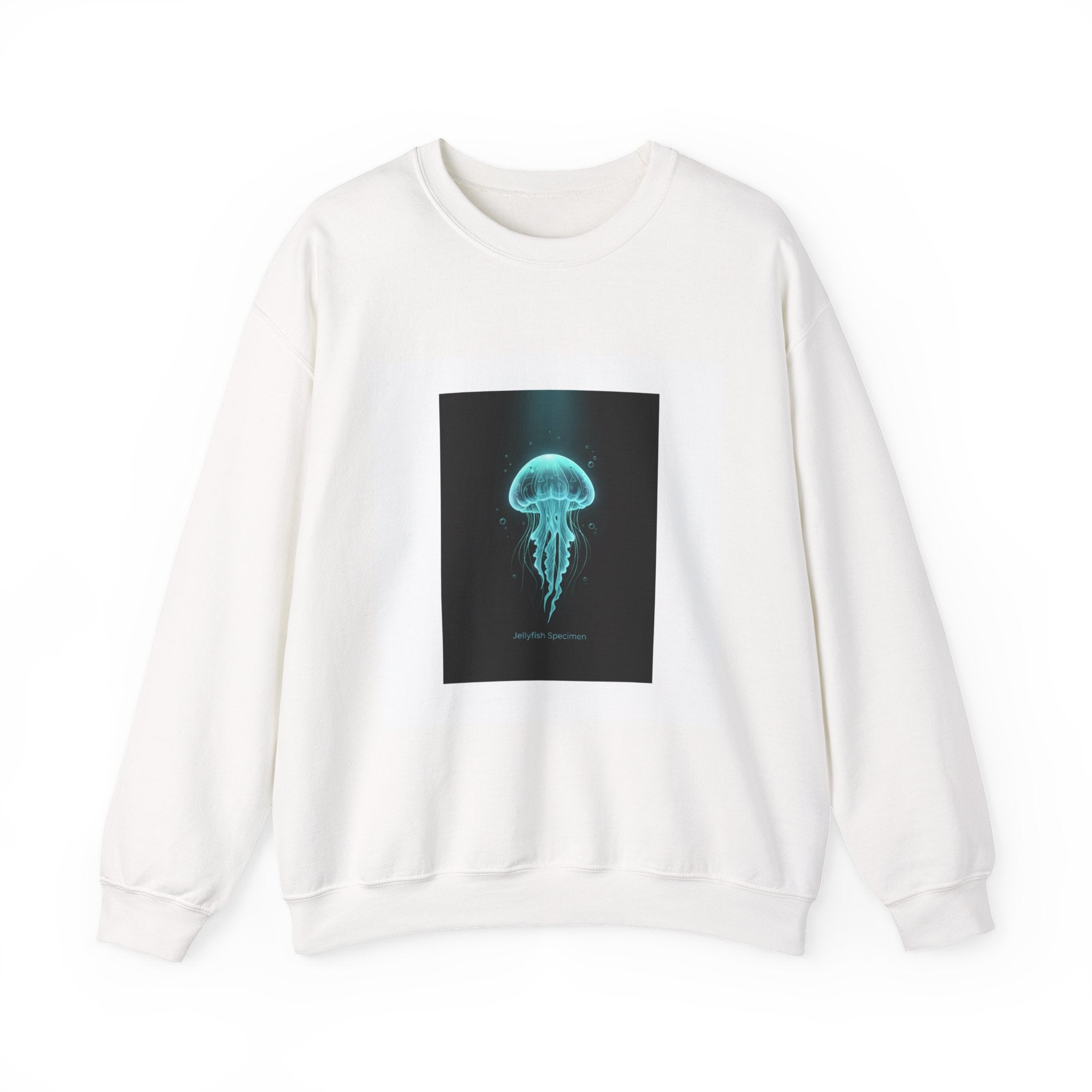 Bioluminescent Jellyfish Crewneck Sweatshirt | neon jelly print, deep-sea aesthetic
