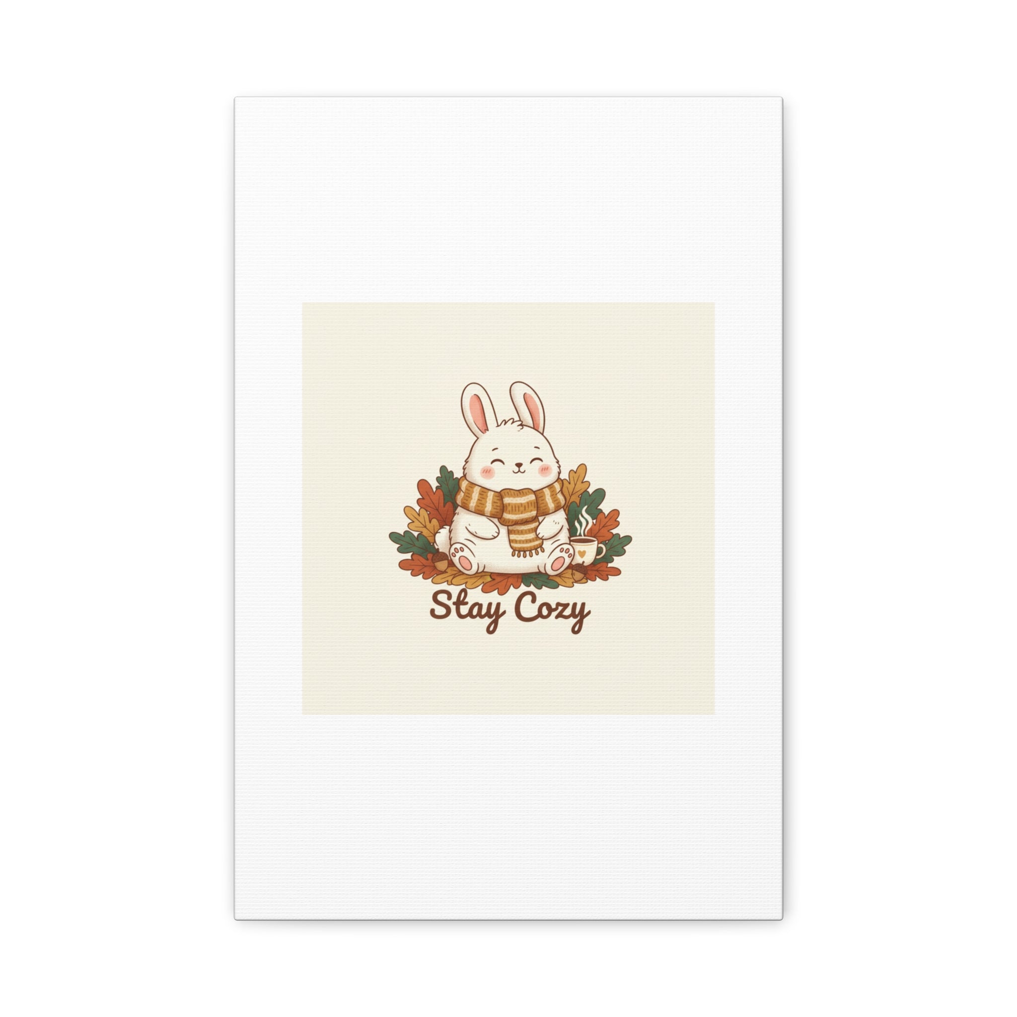 Cozy Bunny Illustration Canvas | Cute Critter Winter Forest Art