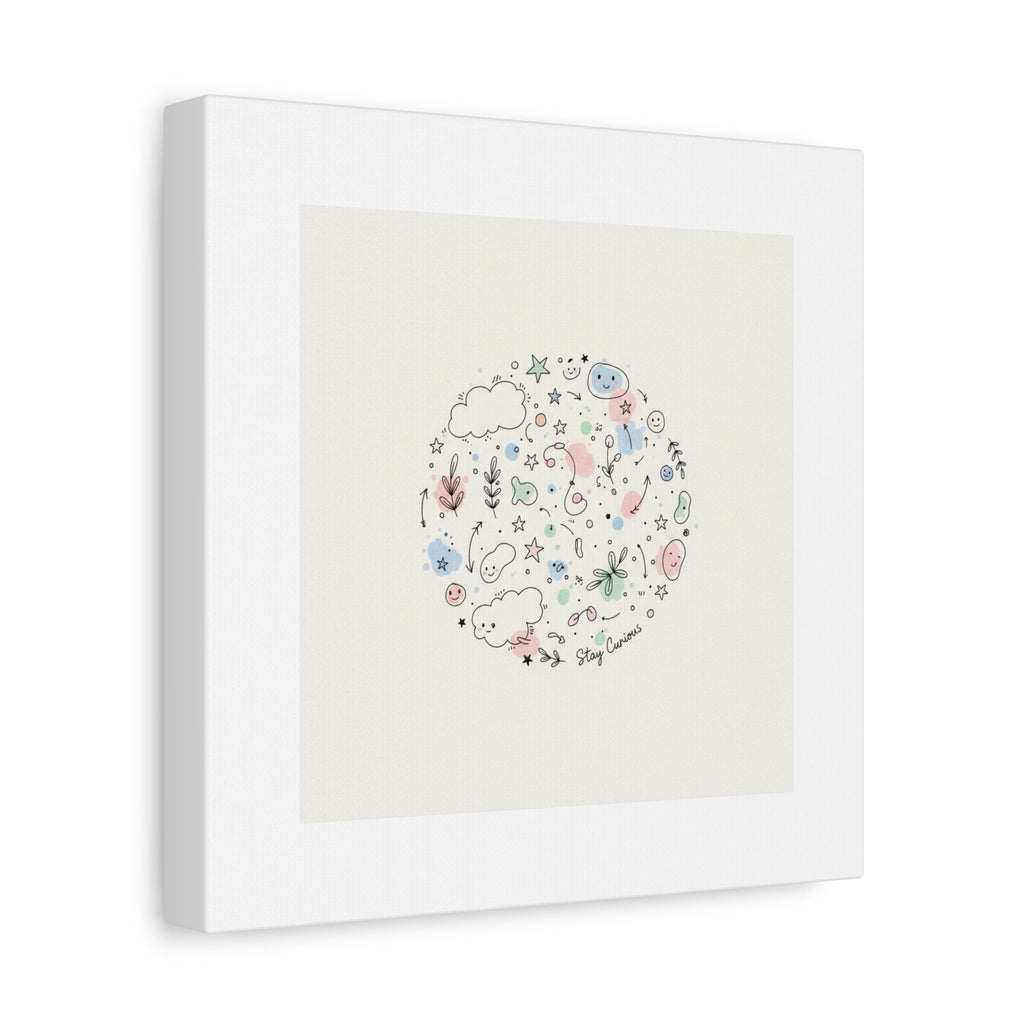 Doodle Circle Line Drawing Matte Canvas, Hand-Drawn Sketch Art