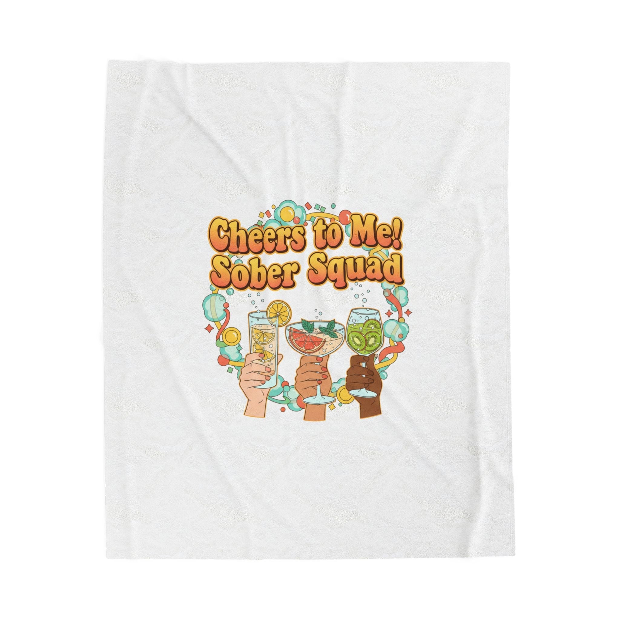 Cheers to Me Sober Squad Velveteen Blanket | Dry January, Mocktail Trend
