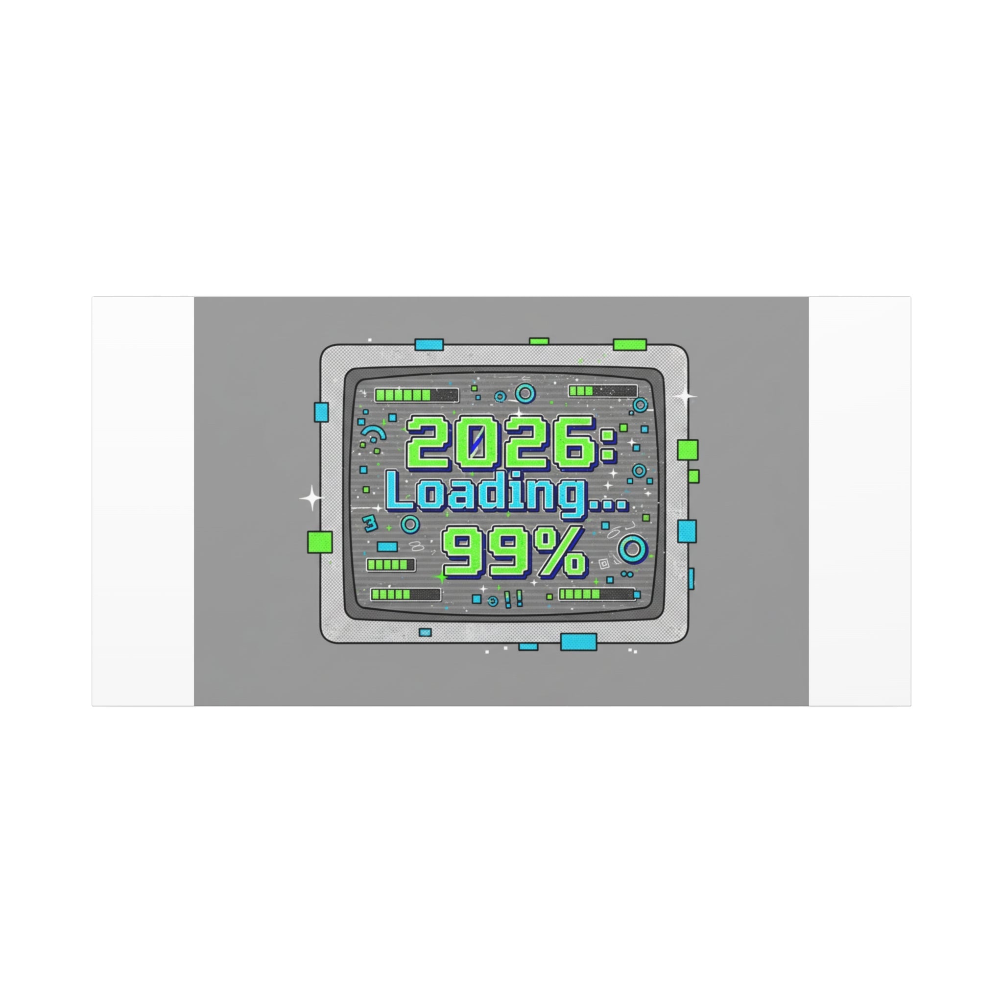 2026 Loading 99% Canvas | NYE countdown, retro system interface