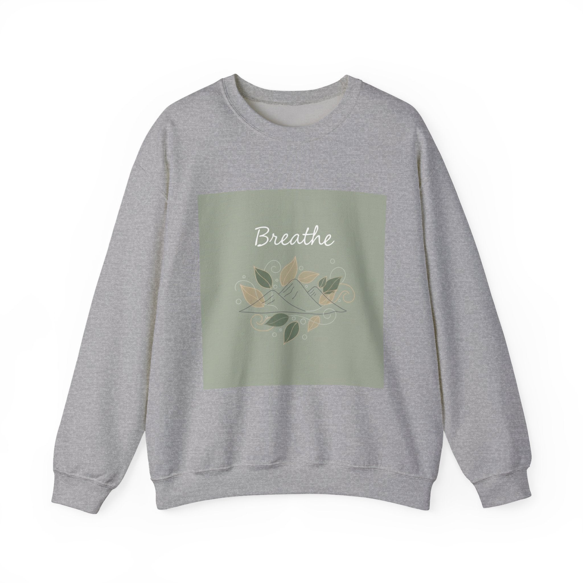 Breathe mountain leaf design Sweatshirt | nature vibes, calming minimal