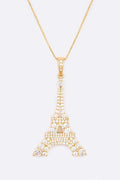 Cubic Zirconia Eiffel Tower Pendant Necklace