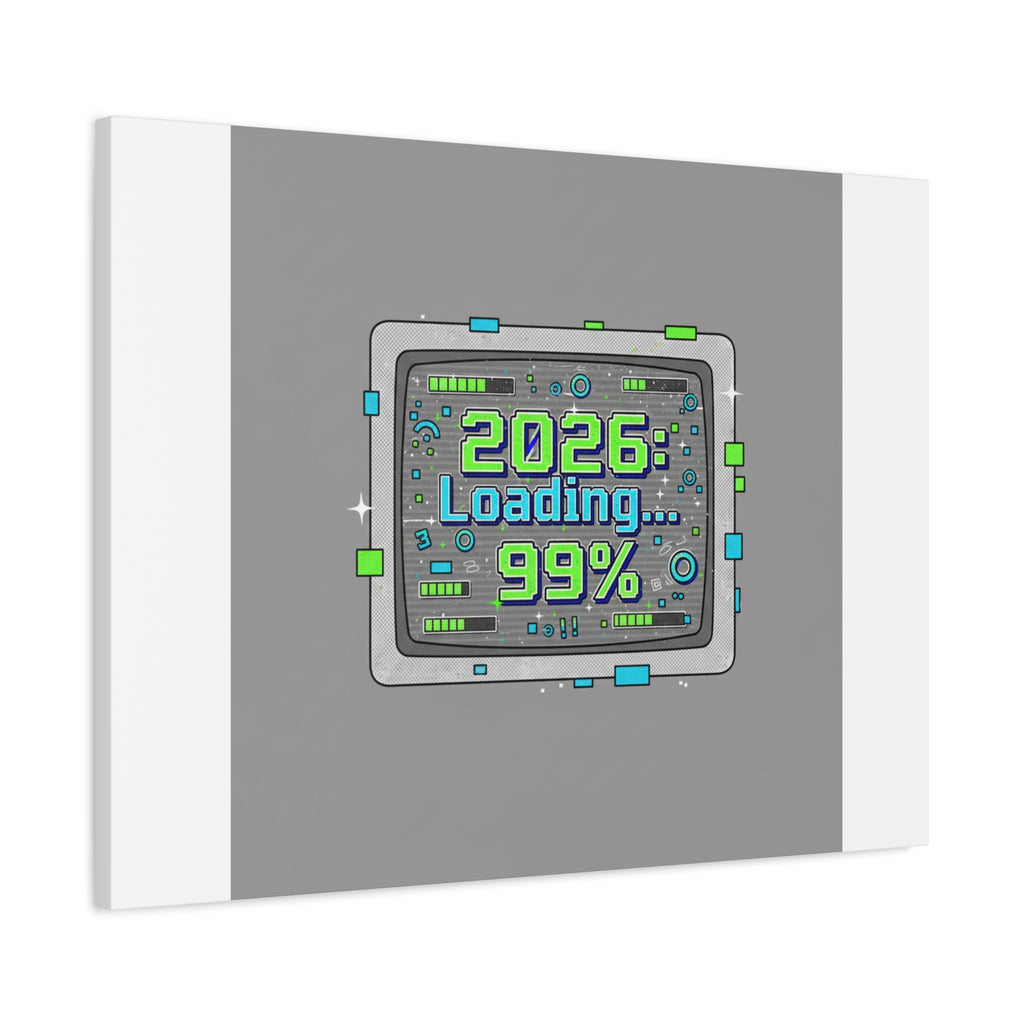 2026 Loading 99% Canvas | NYE countdown, retro system interface