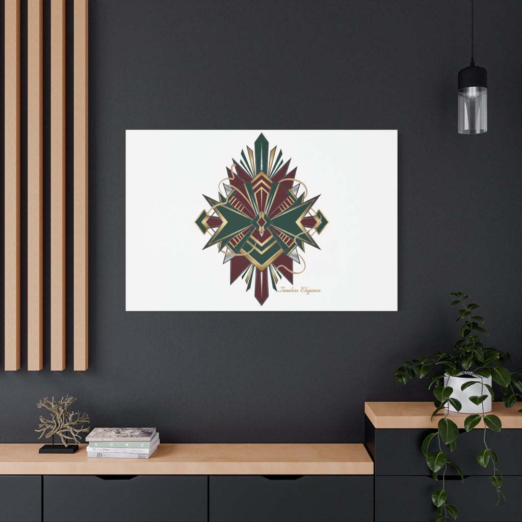Art Deco geometric brass print Canvas | Neo-Deco chrome & gold fan motif