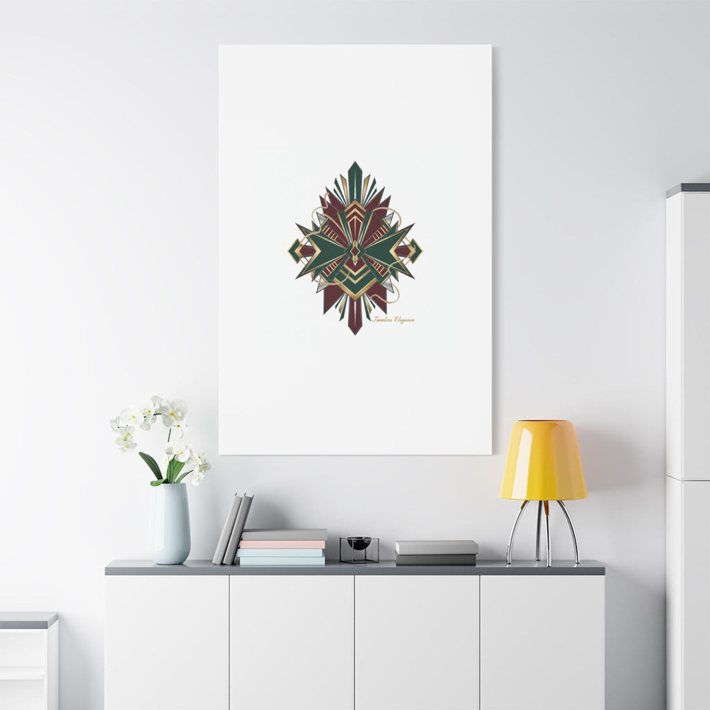 Art Deco geometric brass print Canvas | Neo-Deco chrome & gold fan motif