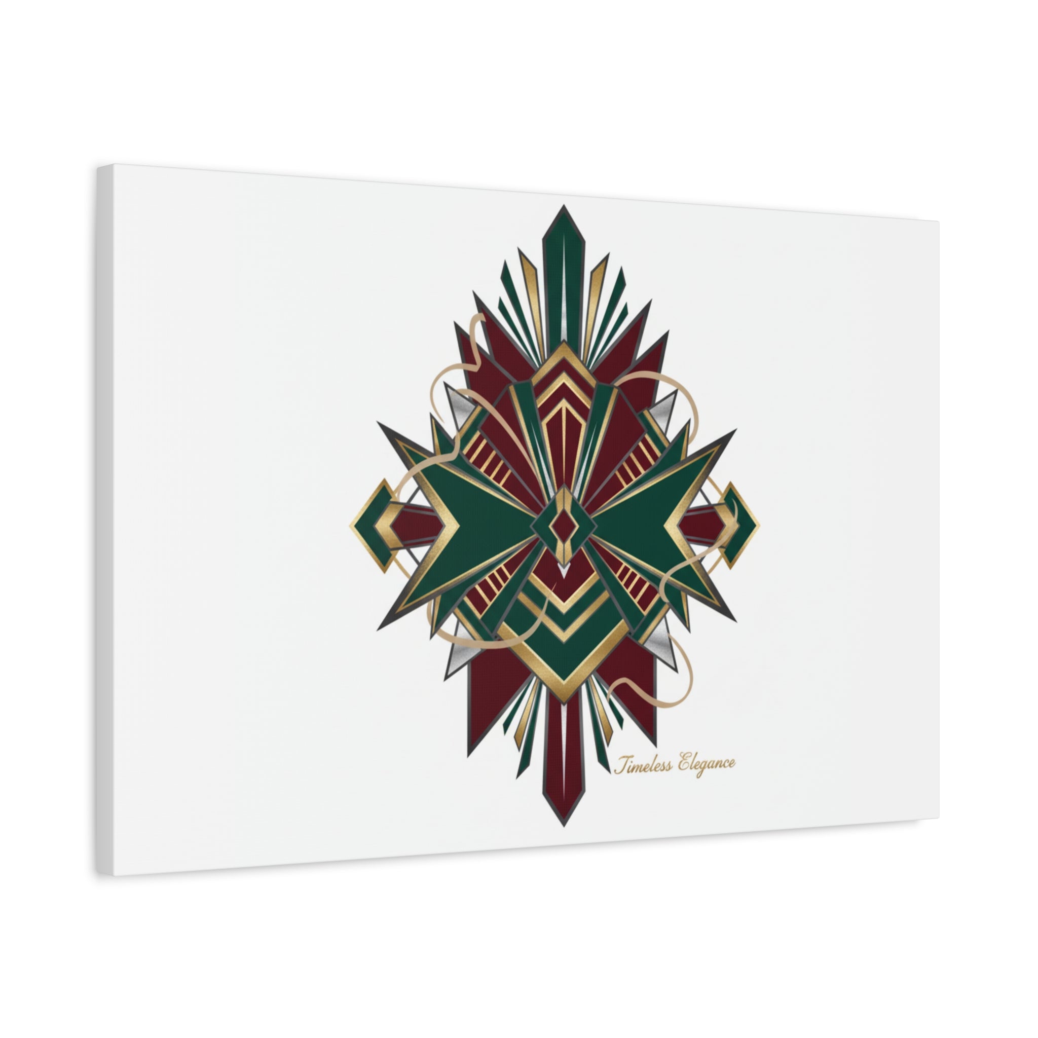 Art Deco geometric brass print Canvas | Neo-Deco chrome & gold fan motif