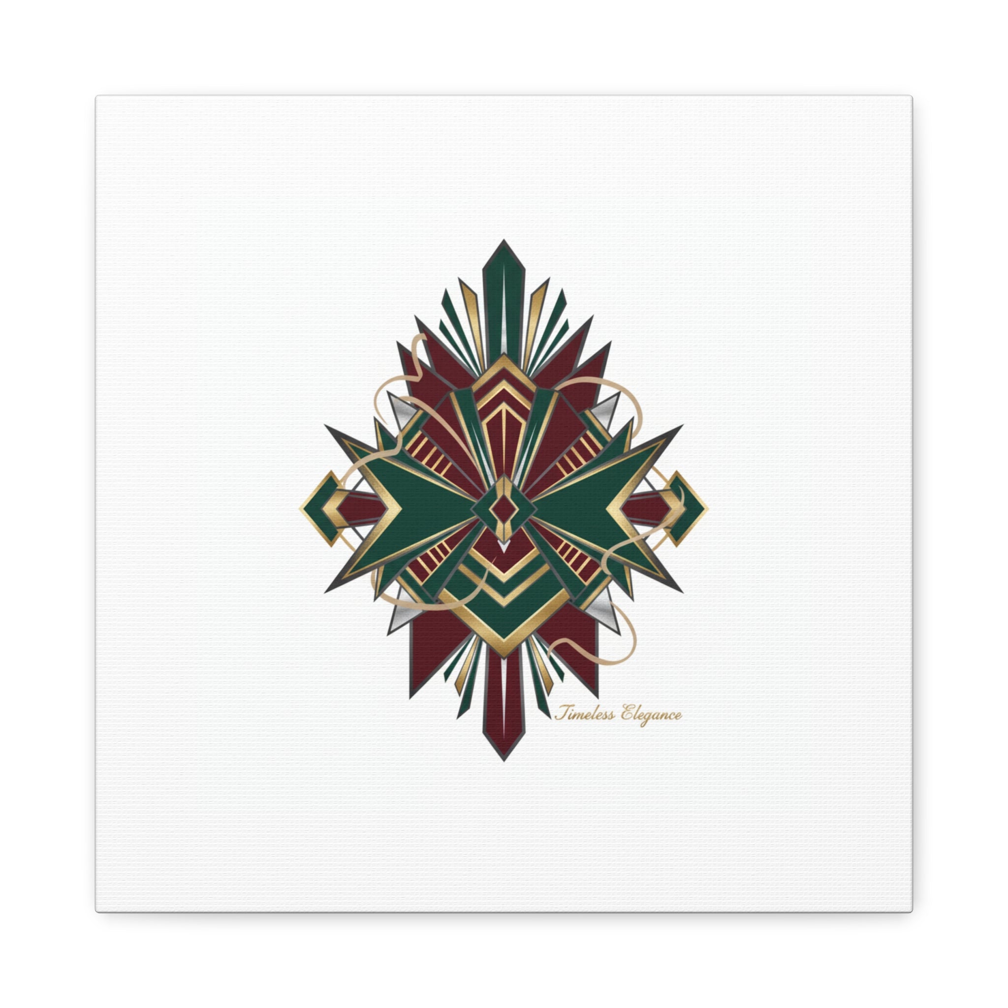 Art Deco geometric brass print Canvas | Neo-Deco chrome & gold fan motif
