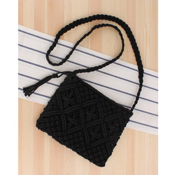 Giana Macrame Crossbody Bag – Boho Woven Shoulder Bag