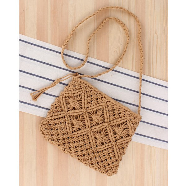 Giana Macrame Crossbody Bag – Boho Woven Shoulder Bag
