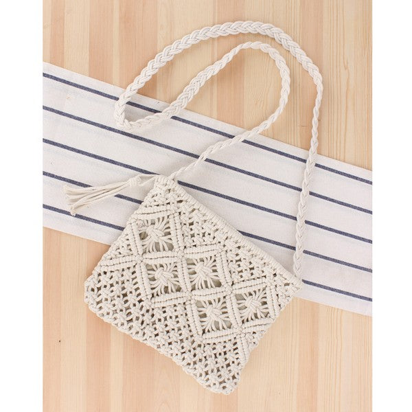 Giana Macrame Crossbody Bag – Boho Woven Shoulder Bag