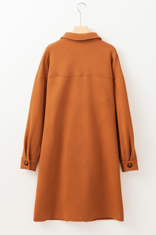 Collared Button-Up Drop Shoulder Sweater Coat