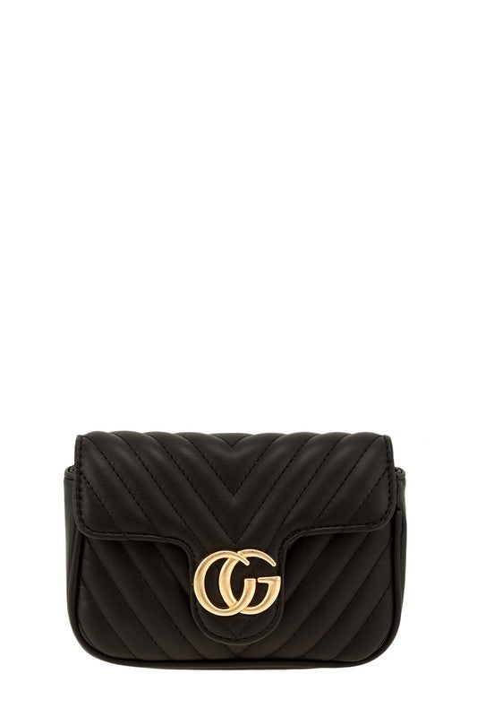 Chevron Quilted CG Buckle Crossbody Bag – Chic & Elegant