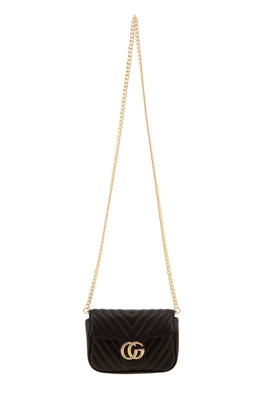 Chevron Quilted CG Buckle Crossbody Bag – Chic & Elegant