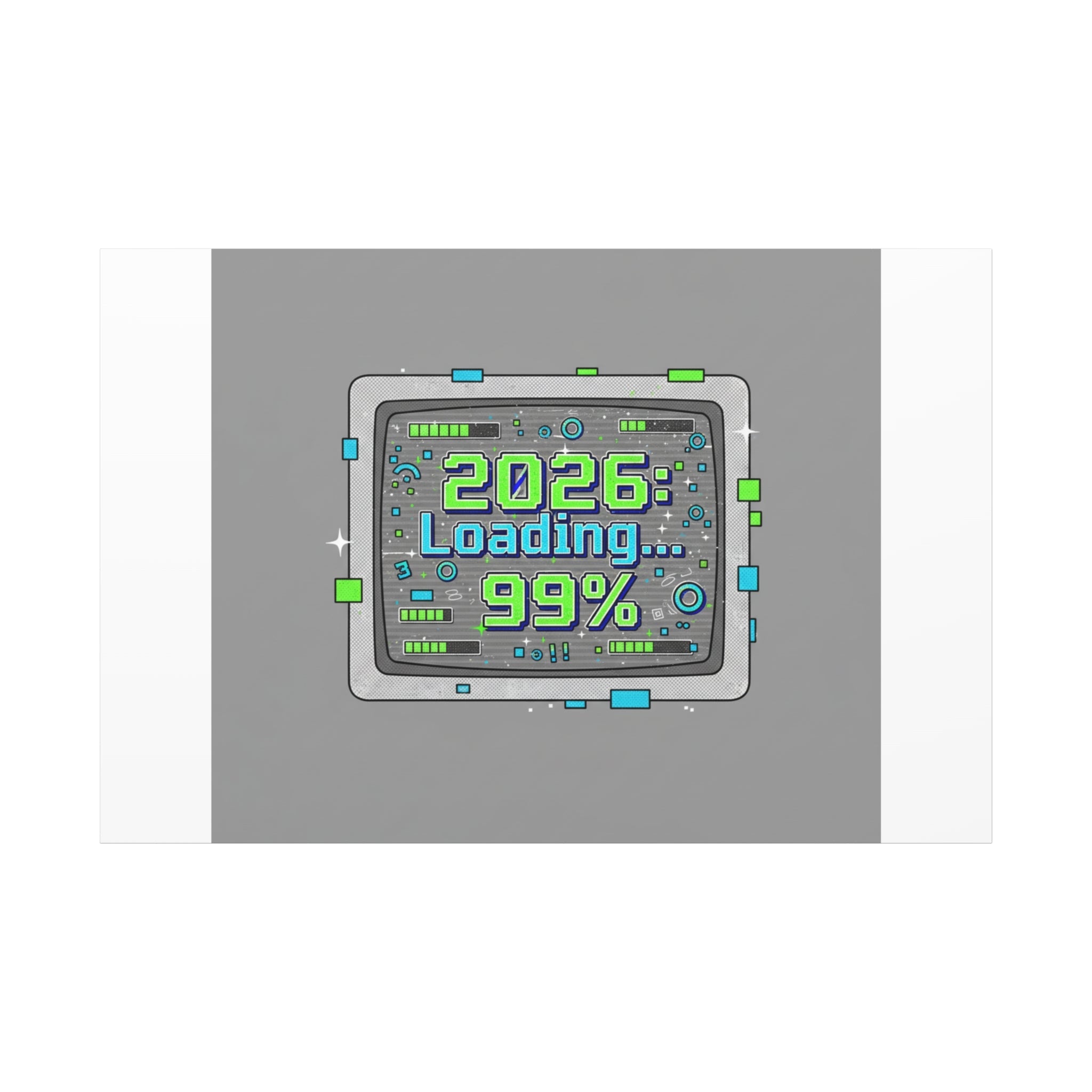 2026 Loading 99% Canvas | NYE countdown, retro system interface