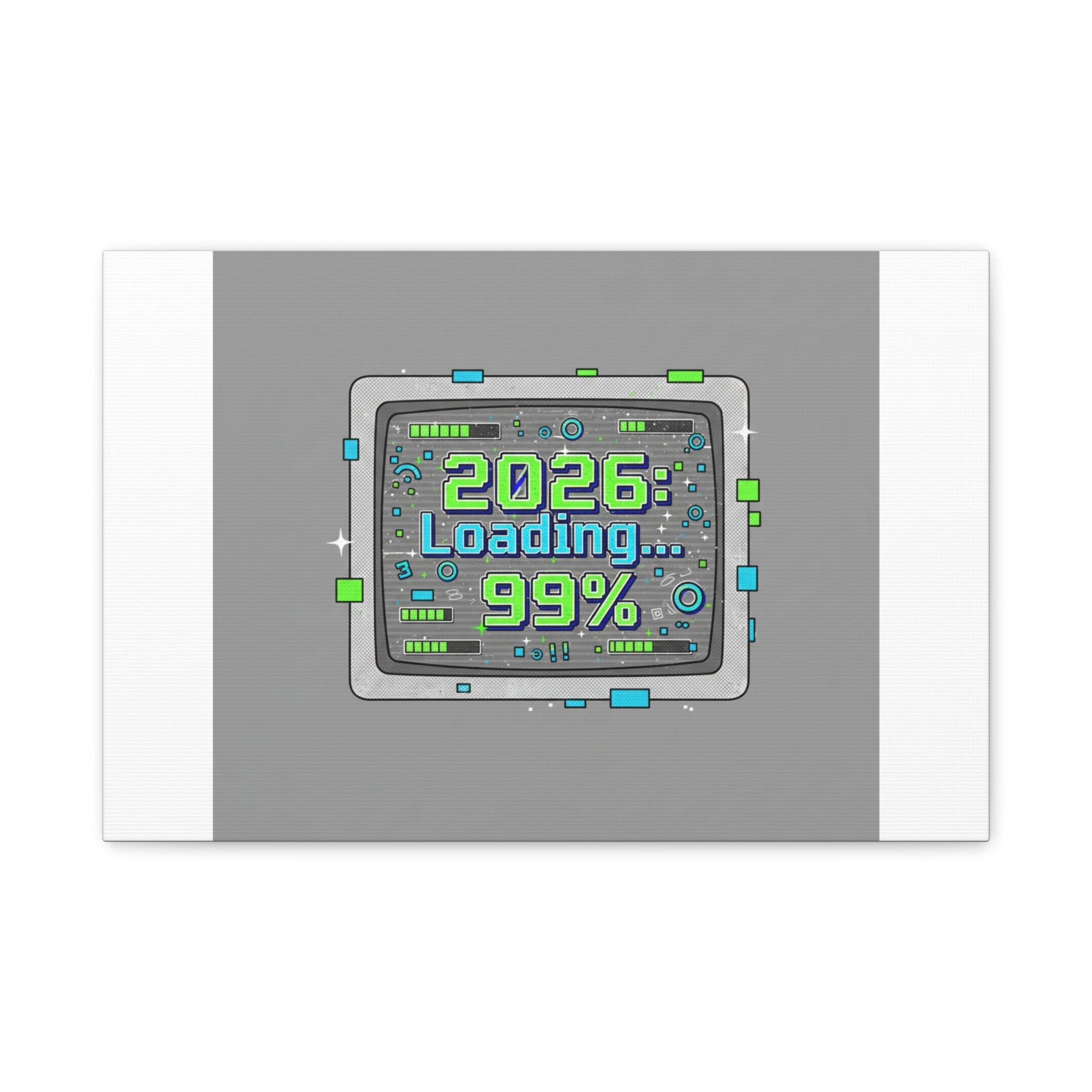 2026 Loading 99% Canvas | NYE countdown, retro system interface
