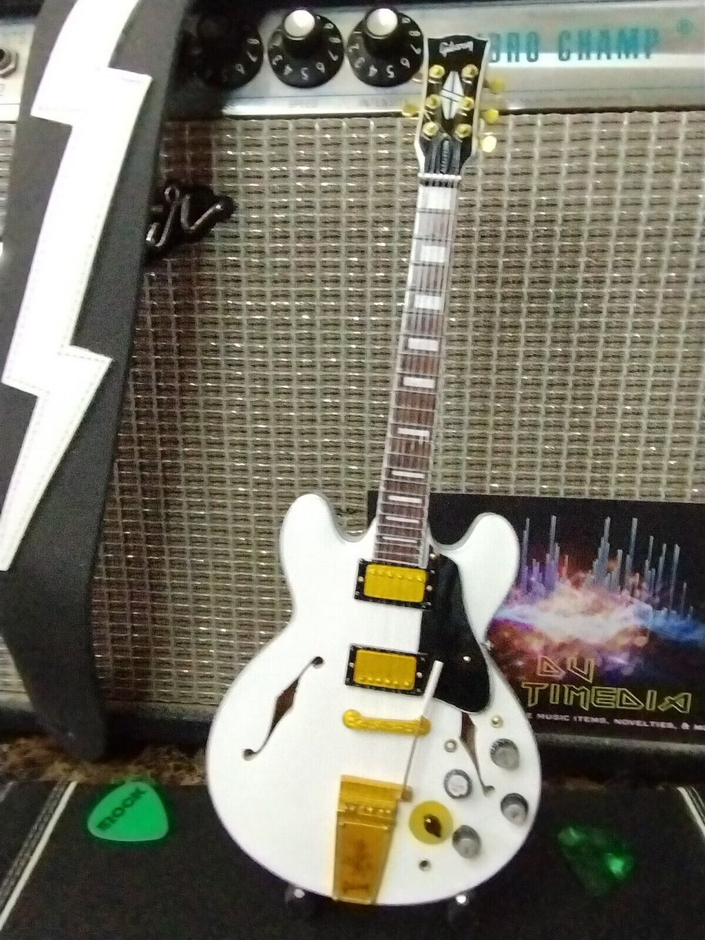 GIBSON ALEX LIFESON Sig. ES-355 Alpine White 1:4 Scale Replica Guitar~Axe Heaven