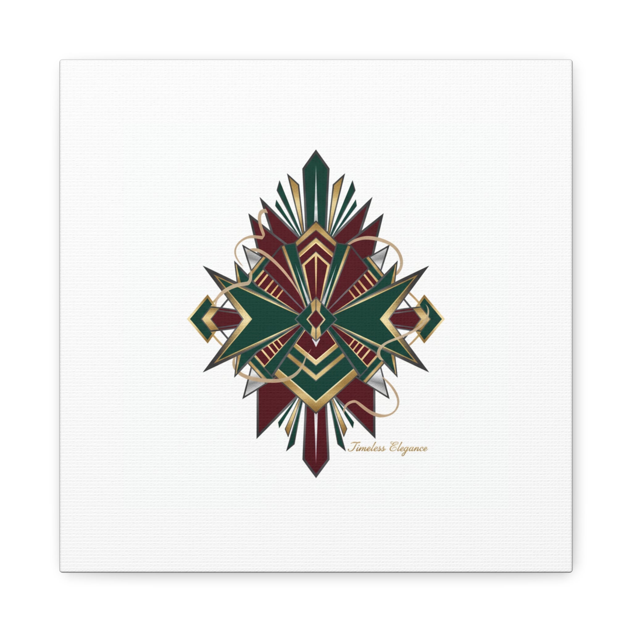 Art Deco geometric brass print Canvas | Neo-Deco chrome & gold fan motif