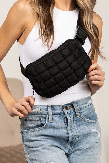 Evynn Quilted Puffer Sling Belt Bag – Multi-Wear Bum Bag