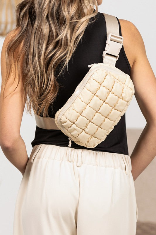 Evynn Quilted Puffer Sling Belt Bag – Multi-Wear Bum Bag