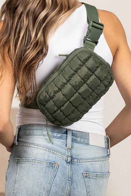 Evynn Quilted Puffer Sling Belt Bag – Multi-Wear Bum Bag
