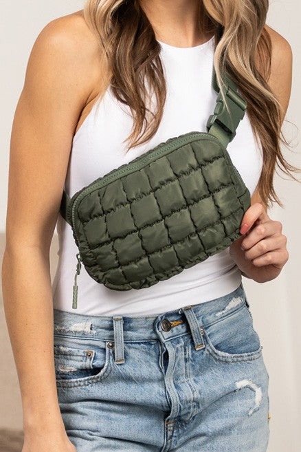 Evynn Quilted Puffer Sling Belt Bag – Multi-Wear Bum Bag