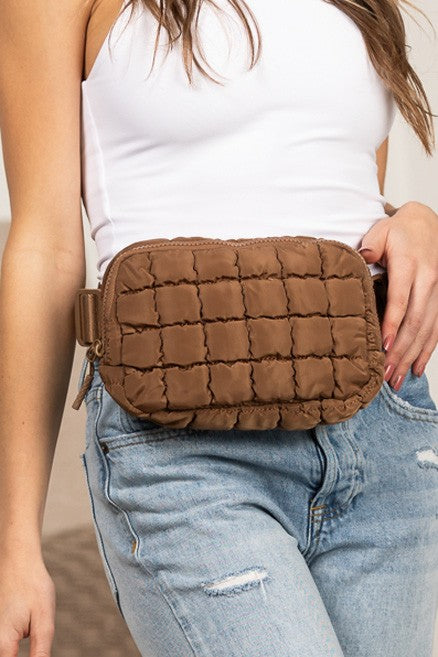 Evynn Quilted Puffer Sling Belt Bag – Multi-Wear Bum Bag