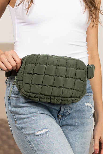 Evynn Quilted Puffer Sling Belt Bag – Multi-Wear Bum Bag