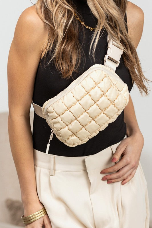 Evynn Quilted Puffer Sling Belt Bag – Multi-Wear Bum Bag