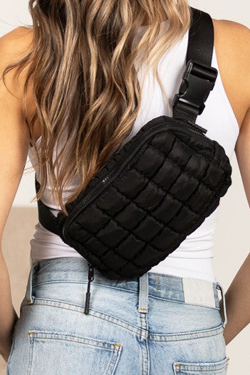 Evynn Quilted Puffer Sling Belt Bag – Multi-Wear Bum Bag