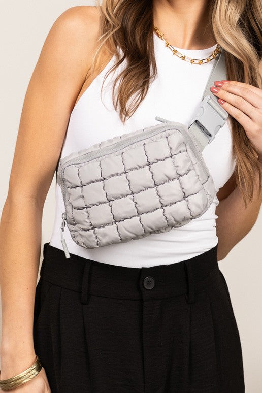 Evynn Quilted Puffer Sling Belt Bag – Multi-Wear Bum Bag