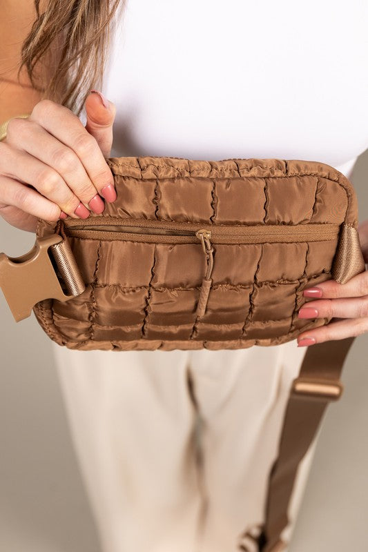 Evynn Quilted Puffer Sling Belt Bag – Multi-Wear Bum Bag