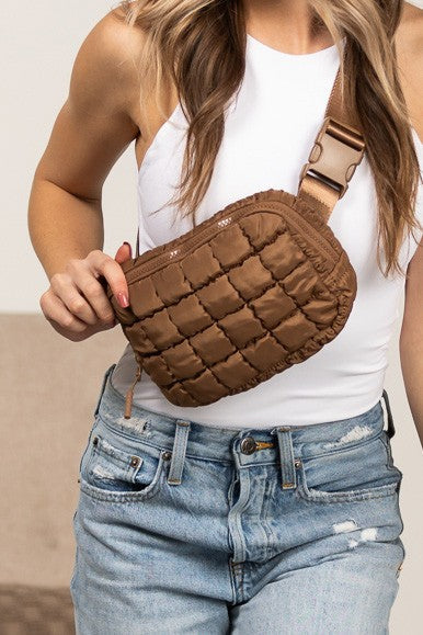 Evynn Quilted Puffer Sling Belt Bag – Multi-Wear Bum Bag