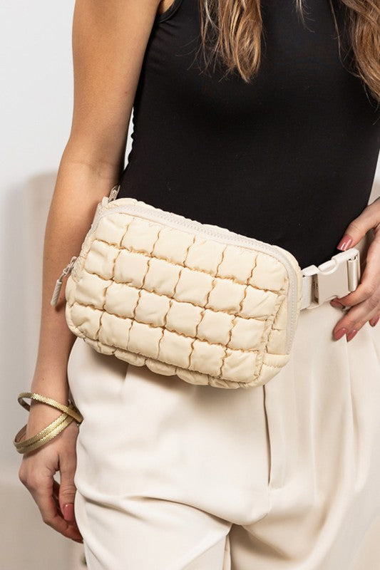 Evynn Quilted Puffer Sling Belt Bag – Multi-Wear Bum Bag