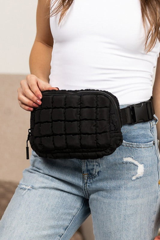 Evynn Quilted Puffer Sling Belt Bag – Multi-Wear Bum Bag