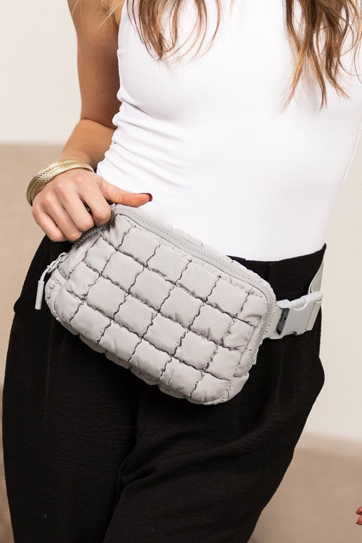 Evynn Quilted Puffer Sling Belt Bag – Multi-Wear Bum Bag