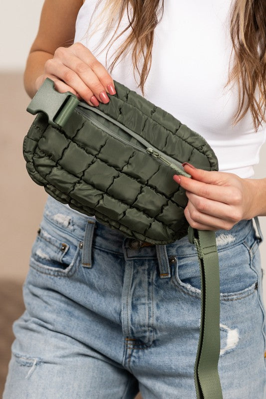 Evynn Quilted Puffer Sling Belt Bag – Multi-Wear Bum Bag