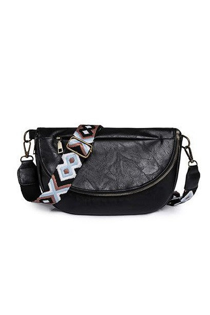 Callie Fold-Over Vegan Leather Crossbody Sling Bag