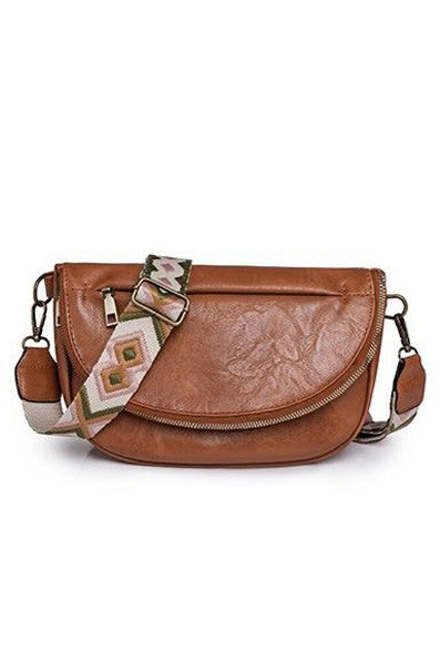 Callie Fold-Over Vegan Leather Crossbody Sling Bag